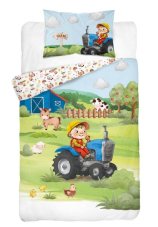 Bambusové povlečení do postýlky 3D Farma modrá 100/135, 40/60