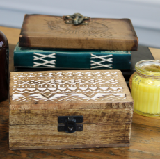 Dřevěná Krabička - Bílá Vymývaná - Slovanský Vzor - Malá