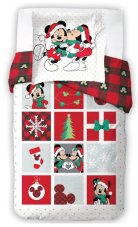 Vianočné obliečky Minnie a Mickey Šťastné a Veselé 140x200/70x90 cm