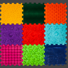 Masážní podložka Ortek Dinosauři Puzzle 9 prvků+ 6 trojúhelníků