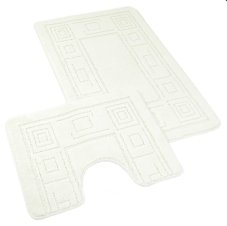 Koupelnová a WC předložka ornament smetanový 60x100 + 60x50cm