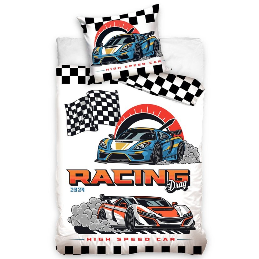 Bavlněné povlečení Auta Racing Drag 140x200/70x90 cm