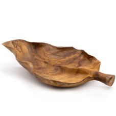 Velká Mísa na Ovoce z Teakového Dřeva ve Tvaru Listu - 40x24x5cm