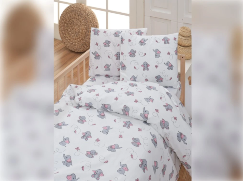 Bavlněné dětské povlečení Slůně šedé 140x200/70x90 cm