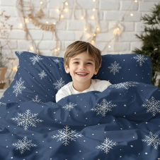 Posteľné bavlnené obliečky vločky modré 140x200/70x90 cm