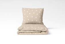 Bavlnené obliečky Srdiečka latté 140x200/70x90 cm