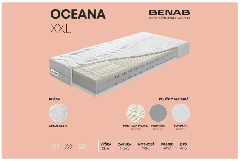 Benab Matrac OCEANA XXL - Rozměr matrace: 200x90 cm