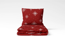 Posteľné bavlnené obliečky vločky červené 140x200/70x90 cm