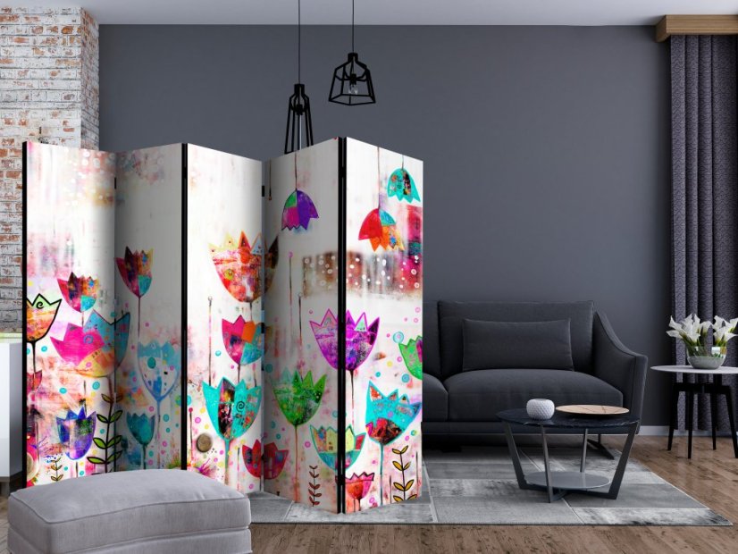 Artgeist Paraván - Colorful tulips [Room Dividers]