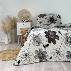 Ložní povlečení mikroflanel hnědá kytka