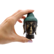 Malá Antická Mosazná Hlava Buddhy