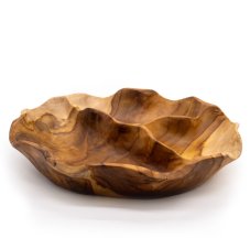 Hladká Kulatá Miska na Ovoce z Teakového Dřeva, tři části - 30x5,5 cm